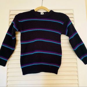 Kids Striped Sweater - Black with Blue and Purple Accents